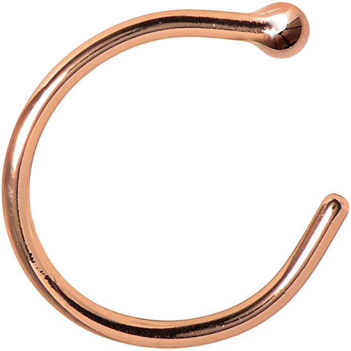 Body Candy Unisex Adult Solid 14k Rose Gold Nose Hoop 5/16" 20 Gauge Body Piercing Screw, One Size