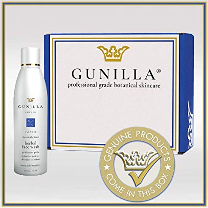 GUNILLA Herbal Face Wash 6.7oz Spa-Grade | 12-Herbal Extracts, Gentle Daily Cleanser, Restore pH, Soothe, Hydrate | 64% Organic Healing Aloe, Alcohol & Oil-Free | Dry-Norm-Sensitive, Men-Women