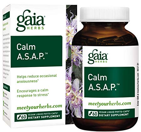 Gaia Herbs Calm A.S.A.P, Vegan Liquid Capsules, 60 Count – Natural Calming Supplement to Help Reduce Occasional Anxiousness & Tension, Non Drowsy, Non Habit Forming with Lavender, Holy Basil
