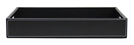 JustNile Leather Serving Tray/Dish - Black Sleek Rectangle