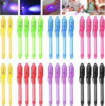 iZoeL 28pcs Invisible Ink Pen Secret Pen with UV Light, Invisible Writing, Invisible UV Pens Detective Birthday Party Accessory Party Bags Filler - Boy Kid Girl (28)