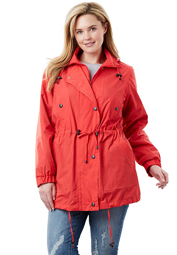 Woman Within Plus Size Women's Plus Size Fleece-Lined Taslon Anorak