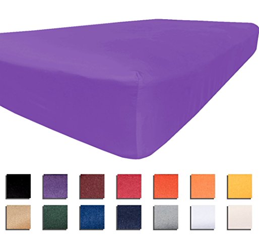 American Pillowcase University Colors Fitted Sheet Microfiber Dorm Bedding - Twin, XL, Purple