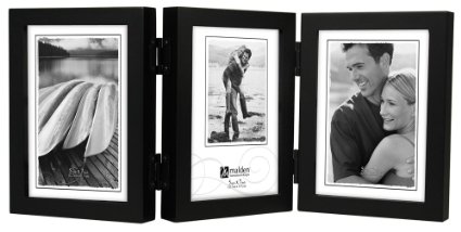 Malden International Designs Classic Concepts Vertical Black Wood Picture Frame, Holds Three 5 by 7-Inch Photos