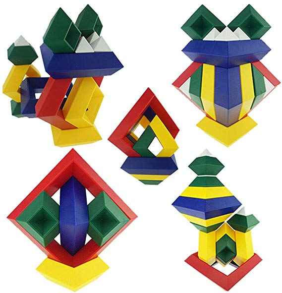 AWESOME CHOICE Pyramid Stacking Building Blocks 3D Puzzle Brain Teasers for Kids and Adults | Creative Early Childhood Educational Toys for Preschool Assembled Stackable and Nestable Imagination Set