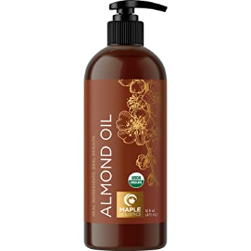 Pure Organic Sweet Almond Oil - Organic Almond Oil for Hair Skin and Nails and Moisturizing Organic Body Oil for Women and Men - Sweet Almond Oil for Skin and Carrier Oil for Essential Oils Mixing