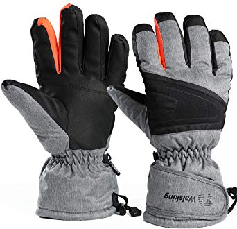 Walsking Ski Gloves Waterproof Breathable Snowboard Gloves,3M Thinsulate Winter Warm Snowmobile Cold Weather Gloves for Men