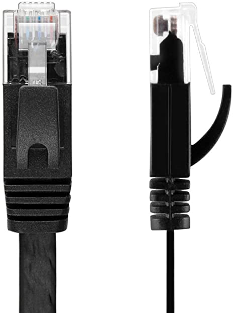 TNP Cat6 Flat Ethernet Network Cable (50FT) - High Performance & Tangle Free with Premium UTP Twisted Pair RJ45 Snagless Connector Jack Computer LAN Internet Networking Patch Wire Cord Plug - Black