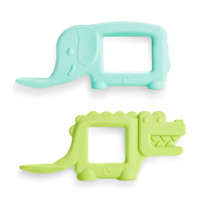 Munchkin The Baby Toon Silicone Teether Spoon, 2 Pack, Elephant/Alligator (As Seen On Shark Tank)