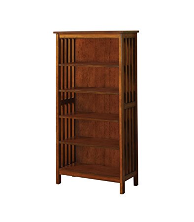 Furniture of America Liverpool Mission Style 5-Shelf Bookcase, Antique Oak Finish