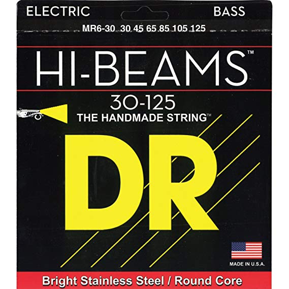 DR Strings Hi-Beam - Stainless Steel Round Core Medium 6 String 30-125