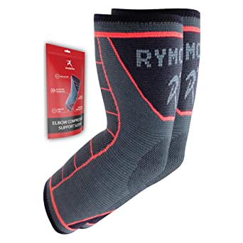 Rymora Fitness Elbow Brace- M, Compression Support Sleeve for Tendonitis, Tennis Elbow, Golf Elbow Treatment, Weightlifting & Weak Joints - Reduce Joint Pain During Any Activity!