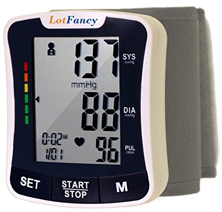 LotFancy Wrist Blood Pressure Monitor with Talking Function - FDA Approved Automatic Digital BP Cuff Machine for Home Use, 2-User Mode, Irregular Heartbeat Detector, Portable Case Included (Talking)