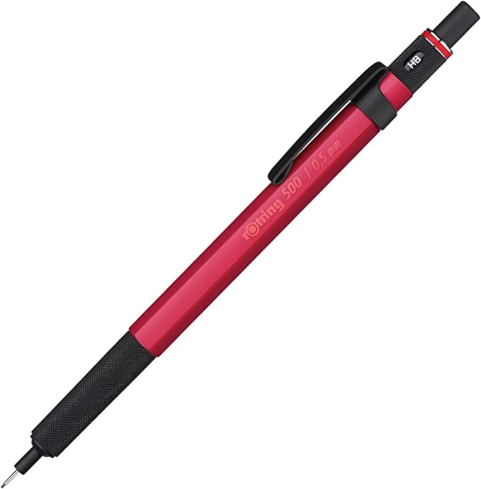 Rotring 500 Mechanical Pencil, Red Barrel, 0.5mm