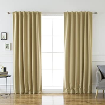Best Home Fashion Premium Blackout Curtain Panels - Solid Thermal Insulated Window Treatment Blackout Drapes for Bedroom - Back Tab & Rod Pocket – Wheat - 52" W x 84" L - (Set of 2 Panels)