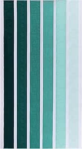 Superior Cotton Beach Towel, Absorbent Oversized Towel for Swimming, Pool, Camping, Bathroom, Shower, Large, Quick Drying Basics, Adult, Kids, Colorful, Faded Stripes Collection, 34" x 64", Green