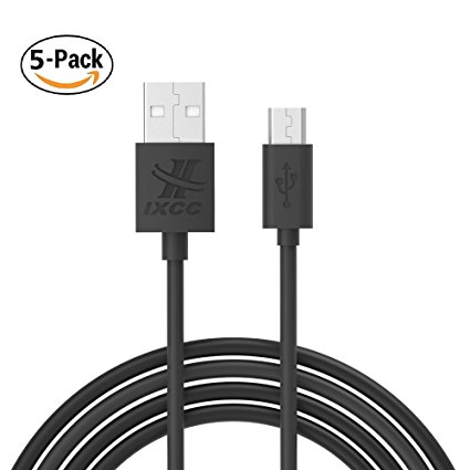 [5Pack] iXCC Element 10 Feet Micro USB to USB 2.0 Charge and Sync Cable, USB A to Micro B Cable for Android//Windows/MP3/Camera and other Device