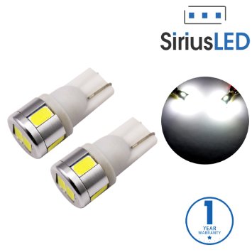 SiriusLED Extremely Bright 5730 Chipset 6 SMD LED Bulbs for Car Interior Lights License Plate Dome Map Side Marker Door Courtesy Wedge T10 168 192 194 2825 W5W 6000K Xenon White