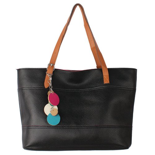 SHENGXILU Women's/Lady's PU Leather Handbag Colour Bar Shoulder Bag