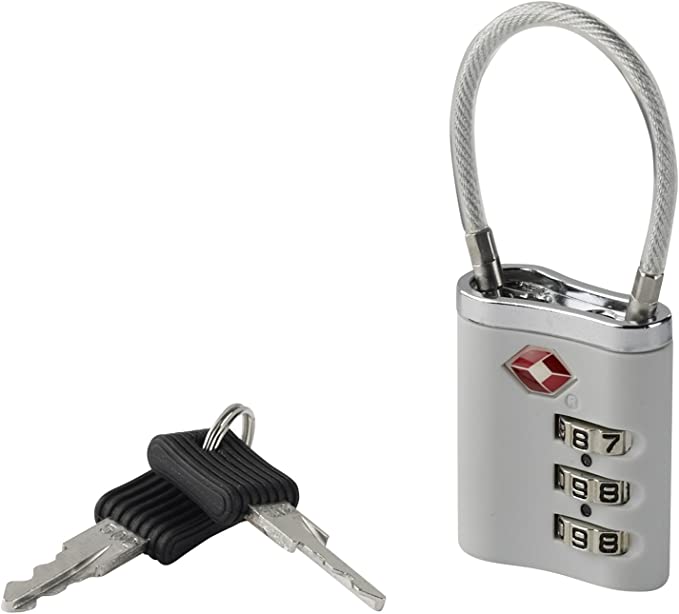 Lewis N. Clark Travelsentry 3-Dial Combo Lock with Keys, White, One Size