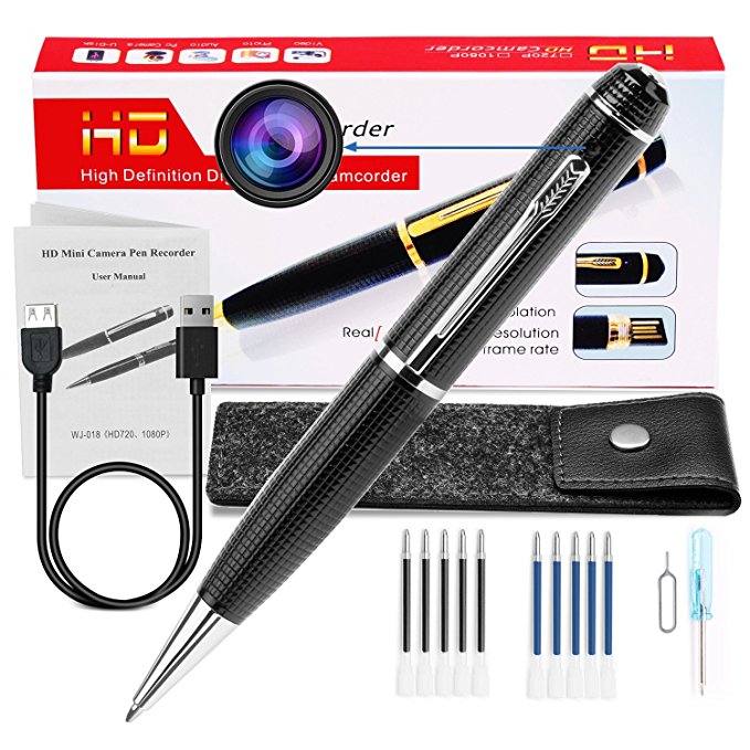 Hidden Spy Camera Pen, Portable Mini Pen Cameras 1080p HD Camcorder Surveillance DVR Camera Video and Photo Quality Clear with Protected Bag and 10 Refills