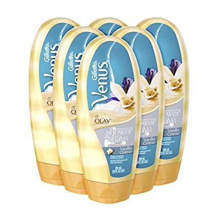 Gillette Venus with Olay Shower & Moisturizing Shave Cream, Vanilla Crème, 10 Ounce, Pack of 6