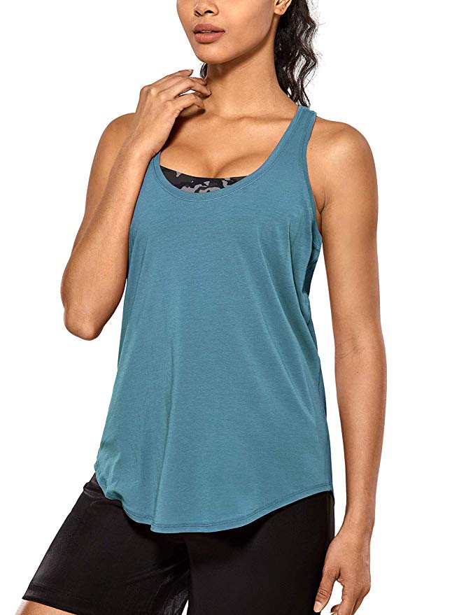 CRZ YOGA Women's Flowy Lightweight Pima Cotton Workout Tank Tops-Soft Racerback Athletic Yoga Tanks