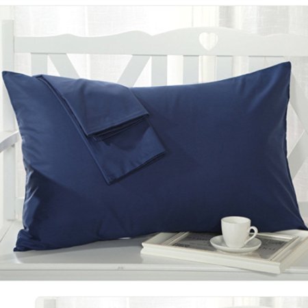 YAROO Pillowcase, Genuine Egyptian Cotton 300 Thread Count Queen 2-Piece Pillow case Set,Solid,dark blue