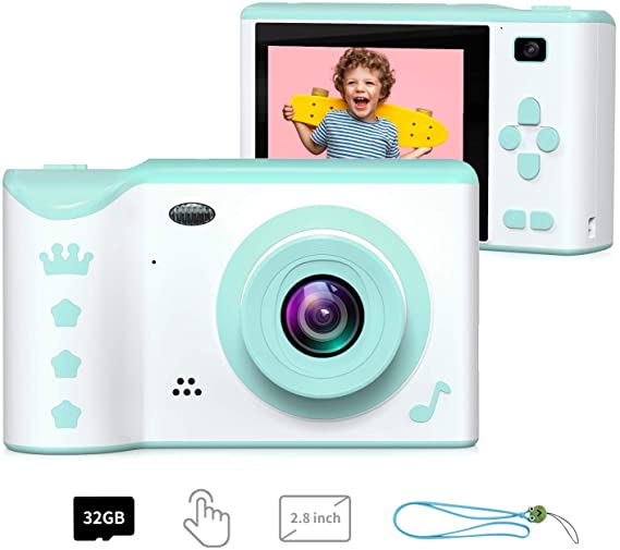 ieGeek Kids Camera, Kids Digital Camera, 2.8 Inches Front and Rear Dual Camera 8.0MP, 1080P HD Camera for Kids, USB Rechargeable with 32GB SD Card Storage Kids Gift for 3-12 Years Old Boys and Girls