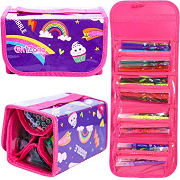 GIFTS FOR GIRLS: Fruit Scented Stationary Set, Fun Pencil Case Including 38 Fruit Scented Marker Pens. Great Birthday Present / Gift For Girls Age 5 6 7 8 9 10 11 12 Years Old.