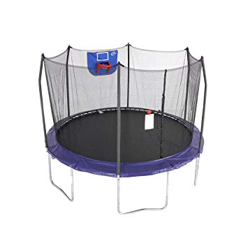 Skywalker Trampolines Jump N' Dunk Trampoline with Safety Enclosure and Basketball Hoop, Blue, 12-Feet