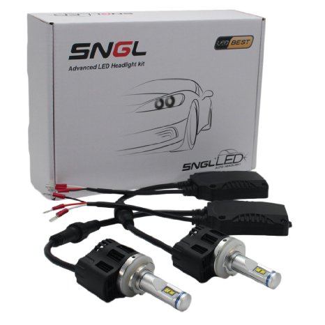 SNGL Super Bright LED Headlight Bulbs - Adjustable Focus Length Conversion Kit - H15 High Beam  DRL - 110w 10400Lm 6000K Cool White - 2 Yr Warranty