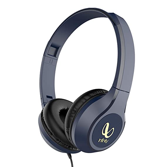 Infinity (JBL) Zip 500 On-Ear Deep Bass Foldable Headphones with Mic (Mystic Blue)