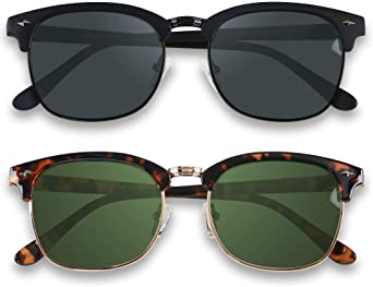 Polarised Sunglasses For Men Women Classic Half Frame Semi Rimless Men's Sunglass Polarized Uv Protection Womens ANDWOOD