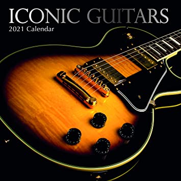 2021 Wall Calendar - Iconic Guitars Calendar, 12 x 12 Inch Monthly View, 16-Month, Features Signed Electric Guitars by Famous Artists, Includes 180 Reminder Stickers