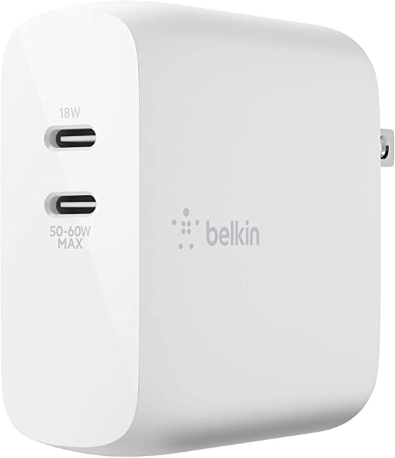 Belkin USB-PD GaN Charger 68W (Designed for USB-C iPhone Fast Charger, MacBook Pro Charger, iPad Pro, Pixel, Galaxy, More), USB-C Power Delivery (WCH003dq)