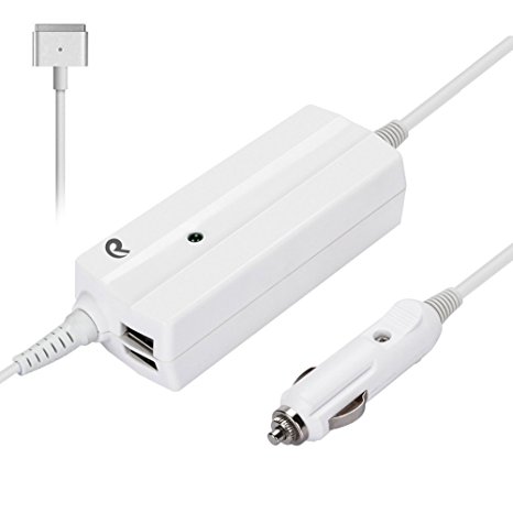 Reson 60W Magsafe 2 Power Adapter Car Charger for Apple Macbook Pro Retina 13 Inch A1425 A1435 A1502 with Dual USB Charging for IPad IPhone iPod,Samsung HTC LG Tablet PC (DC 12V,16.5V 3.65A)