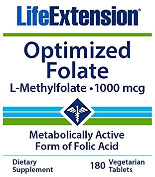 Life Extension Optimized Folate, 180 Vegetarian Tablets, L-Methylfolate 1000mcg