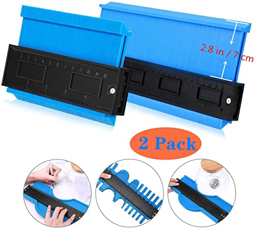 Aaaspark 2 Pack Wider Contour Gauge Shape Duplicator(5 Inch 10 Inch) Template Tool with Precisely Copies Irregular and Awkward Shapes - Precise Measurement Tiling Laminate Wood Marking DIY Tool(Blue)