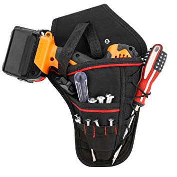 Drill Holster, Housolution Waterproof Impact Driver Drill Holder, Multi-functional Electric Tool Pouch Bag with Waist Belt for Wrench, Hammer, Screwdriver, Fits Most T Handle Drills - Black