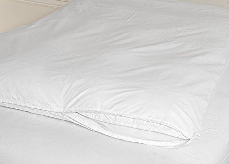Cotton Zippered Feather Bed Cover White Queen