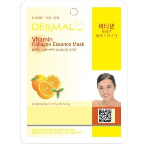 Dermal Korea Collagen Essence Full Face Facial Mask Sheet - Vitamin pack of 10