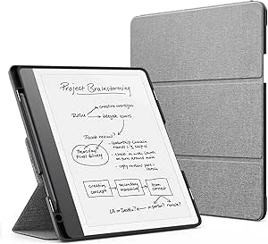 MoKo Stand Case for Kindle Scribe (2024/2022 Released) - Premium Leather Trifold Stand Cover with Pen Holder, Auto Sleep/Wake for 10.2" Amazon Kindle Scribe 2024/2022, Denim Gray