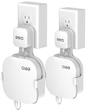 Wall Mount Holder for eero Home WiFi, The Simplest Wall Mount Holder Stand Bracket for eero Pro WiFi System Router No Messy Screws! (White(2 Pack))