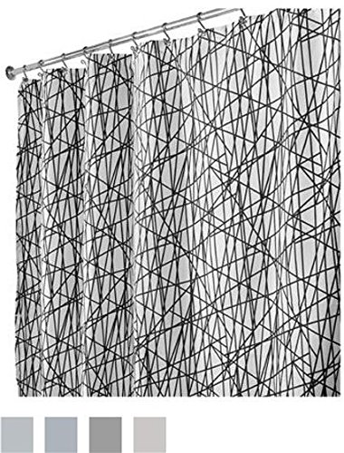 InterDesign Abstract Fabric Shower Curtain, 72" x 72", Black/White