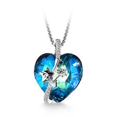 T400 Jewelers "Shooting Star" Heart Swarovski Elements Crystal Pendant Necklace Love Gift