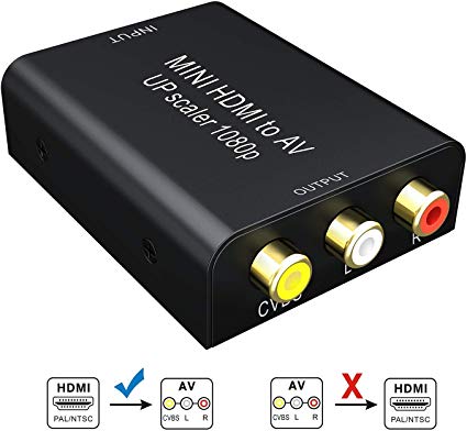 HDMI to RCA- HDMI to AV, GANA 1080P HDMI to AV 3RCA CVBs Composite Video Audio Converter Adapter Supporting PAL/NTSC with USB Charge Cable(Metal)