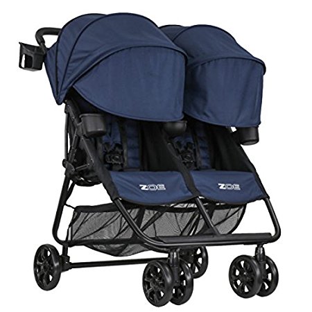 ZOE XL2 BEST v2 Lightweight Double Travel & Everyday Umbrella Twin Stroller System (London Navy)