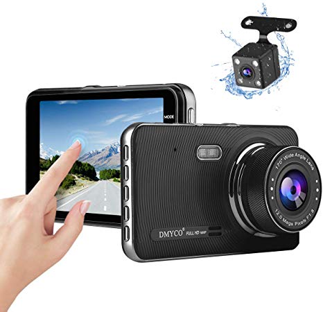 Dual Dash Cam, 1080P Full HD Touch Screen Car Camera Front and Rear 4" Car DVR Dashboard Camera Video Recorder with Night Vision, Motion Detection, Parking Monitoring, G-Sensor, Loop Recording