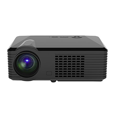 Simplebeam 1080p LED Portable Projector S200, 2500 Lumens Home Theatre Beamer 800*480p, 120W LED, Dynamic 1080P/720P Exceed Mini Projector, 2*HDMI and USB Ports for Video Game Outdoor Camping, Black